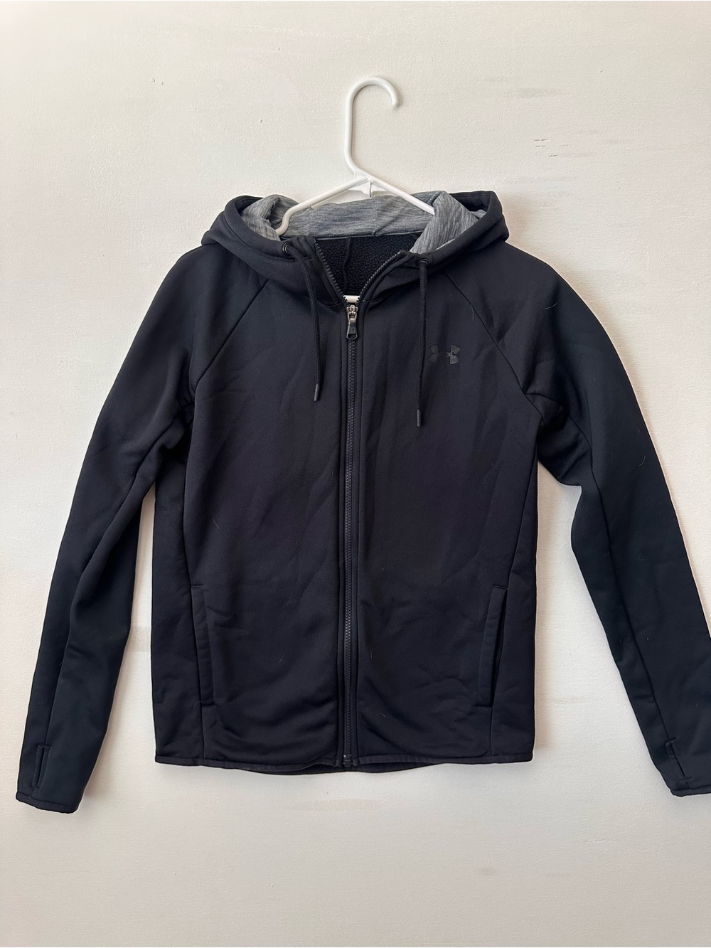 Under Armour Black Hooded Performance Zip Jacket with Gray Lining